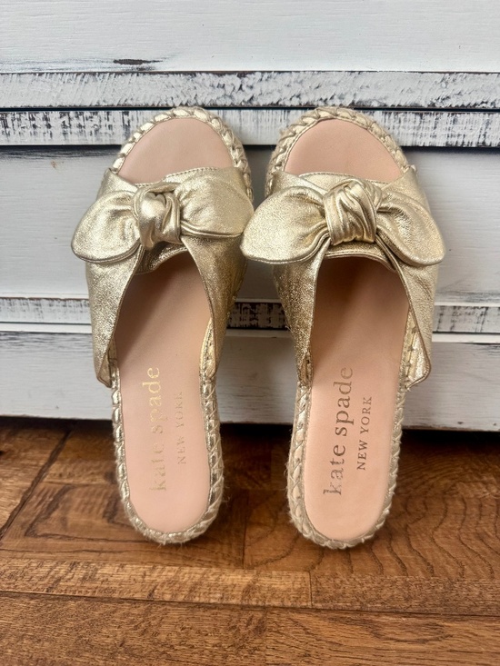 kate spade Shoes - New Kate Spade Saltie Short Espadrille Slide Sandals Gold Women's Size 9